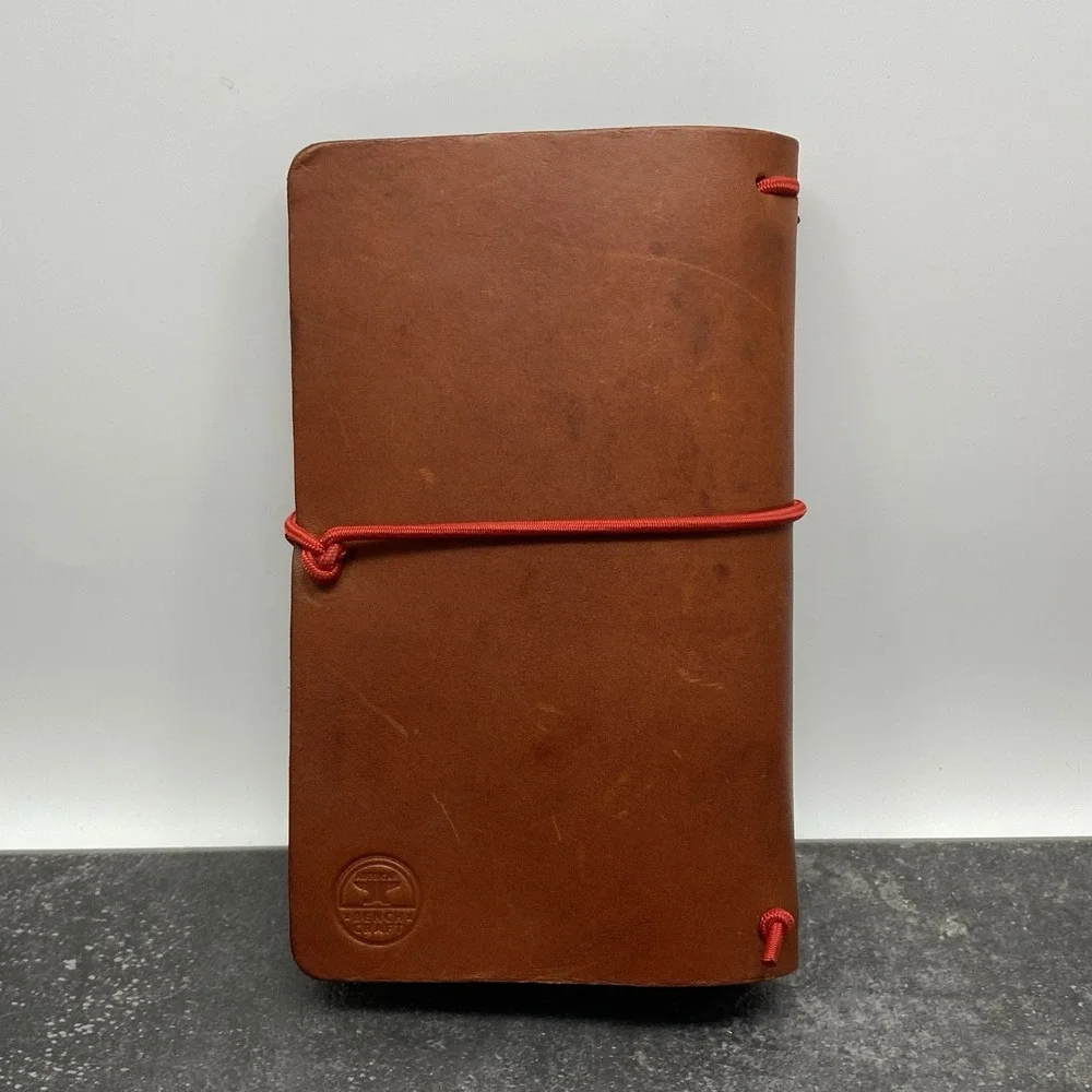 American Bench Craft Journal Cognac Brown Thick Leather Field Notes Trapper Book